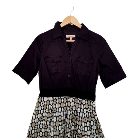 DIANA FERRARI Womens Black White Beige Button Up Shirt Dress - Size 10 - Picture 2 of 7